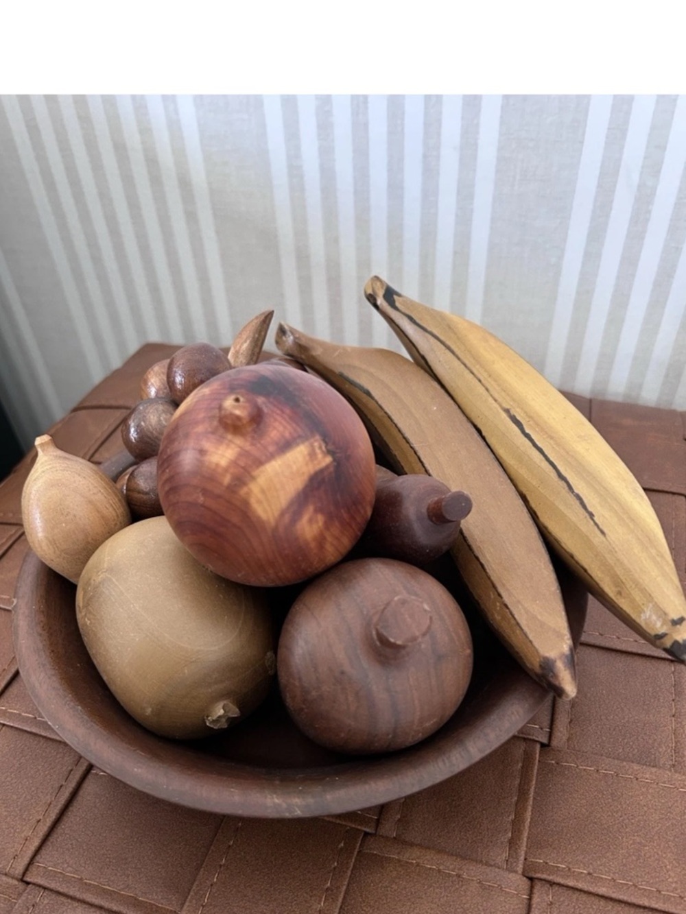 Vintage Mid Century Modern John Cowden Hand Carved Wood Mixed Fruit and Bowl - Picture 2 of 6